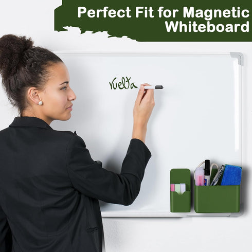 Magnetic Pen Holder, 2 Pack Dry Erase Marker Holder with Strong Magnet, Generous Compartments, Storage Organizer for