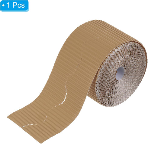 PATIKIL 3.9inch x 49.2ft Scalloped Bulletin Board Border, Black White Trim for Locker Classroom Decor Light Brown