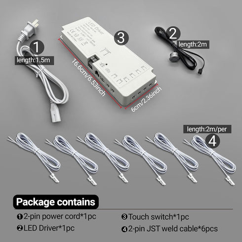 6 12V 5A 60W 6pcs 2m Dimmer HAMRVL LED Lighting Accessory - Output Ports Power Supply with Welding Extension Cord
