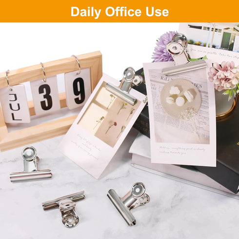 Coideal Large Bulldog Binder Paper Clips, 12 Pack, Big Metal Bull Clips, Silver Hinge Clip Clamps for Files