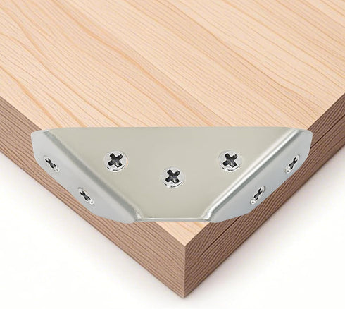 Jiozermi 20PCS 90 Stainless Steel Furniture Corner Connector, Silver Shelf Brackets Metal Corner Brackets for Wood L