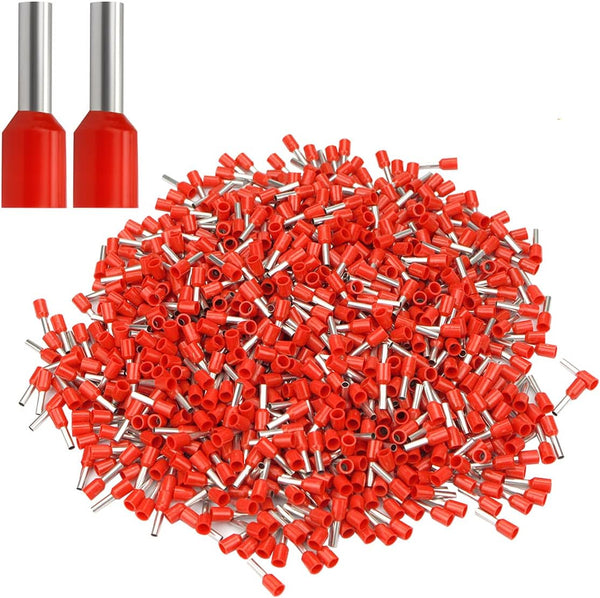 XHF 1000 PCS AWG 22/0.5mm² Insulated Copper Wire Ferrules Crimp Connectors, Red