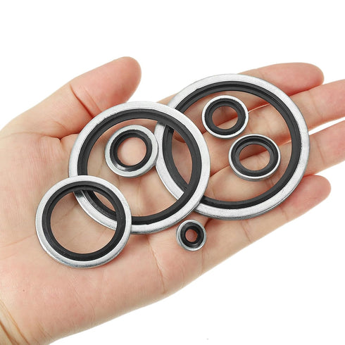 PATIKIL G1/8 Self-Centered Bonded Sealing Gasket, 30Pcs NBR Metal Washers for Automotive, Plumbing, Cylinder Repairs