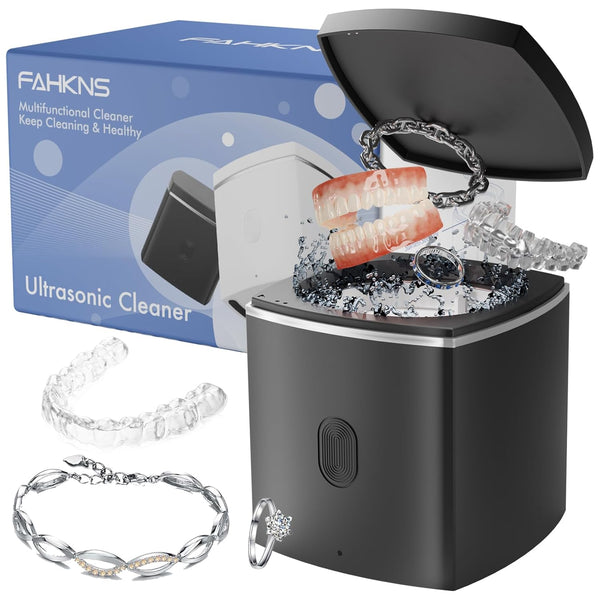 Ultrasonic Denture Cleaner, 43kHz for Jewelry, 200ml Portable Professional Cleaner