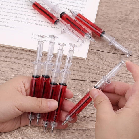 Syringe Pen Nurse Pen Writes In Black Ink, For Boys And Girls, Imaginary Doctor Play, School Supplies(Red, 60PCS)