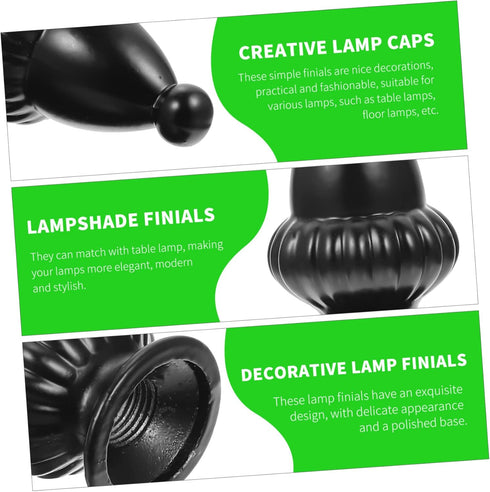 STOBOK 2pcs Decorative Lamp Finial Knob for Floor and Table Lamps Black Aluminum Harp Frame Shade Decor Internal Thread