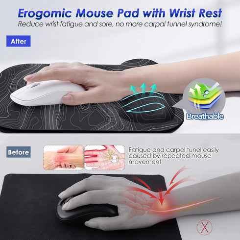 Gimars Large Smooth Superfine Fibre Memory Foam Ergonomic Mouse Pad with Nonslip Base, Free Coaster Included -