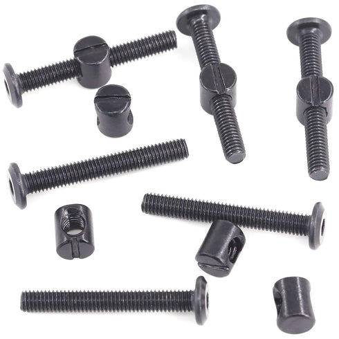 Mardatt M6 45mm 24PCS x Black Zinc Plated Hex Socket Cap Bolts Crib Bolts and Barrel Nuts Cross Dowel Replacement