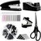 Black Desk Accessories, Stapler and Tape Dispenser Set, Black Office Supplies Kit, Gift for Students and Coworkers