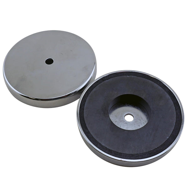 Master Magnetics Ceramic Round Base Magnet Fastener, 3.20'' Diameter, 0.445'' Thick, Nickel-Plated, Pack of 2