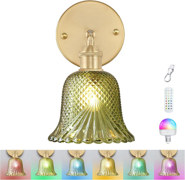 GEEZO Vintage Battery Operated Wall Sconce, with Rechargeable Battery Powered Wall Light