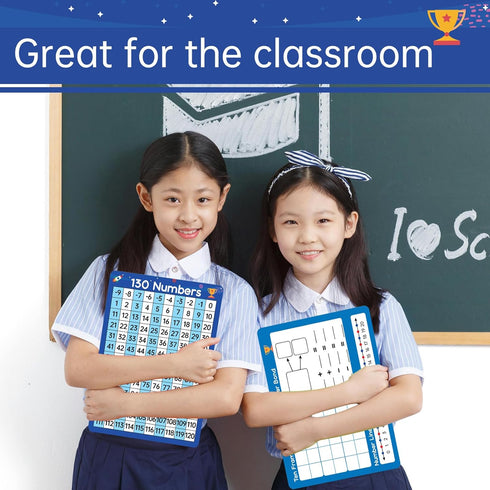 Dinggaogao 10 Packs Double Sided Number Line Whiteboards 9” x 12”, Writable 130 Numbers Chart for Students