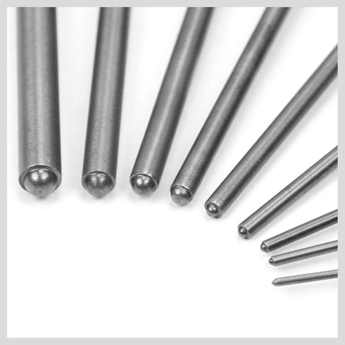 9-Piece Set Roll Pin Punch - Fast Pin Removal - Durable Steel & Construction - For Automotive, Firearm Maintenance