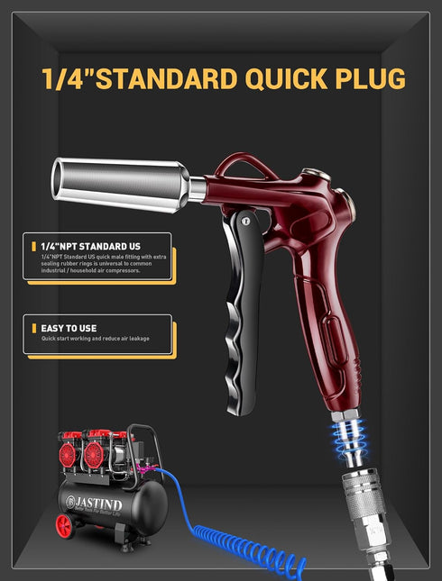 JASTIND Retro Red Air Blow Gun with Powerful Blast Air Nozzle and Steel Extension