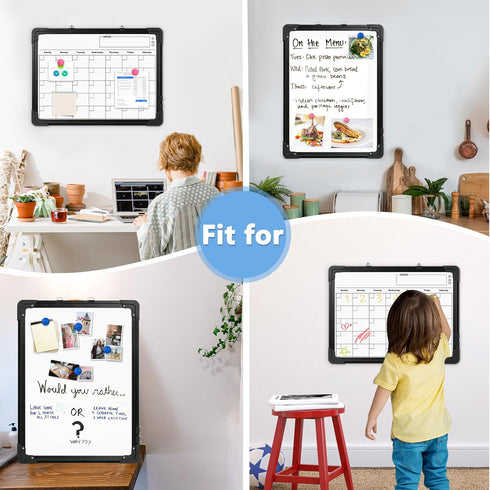 Whiteboard Calendar, 16" x 12" Double-Sided Magnetic Dry Erase Board for Wall, Kitchen, Planning, Memo