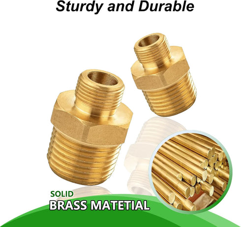 RV Faucet Adapter 1/2" to 3/8" Reducer, Brass Kitchen Faucet Supply Line Adapter, 3/8" Compression Fitting, 2 Pieces