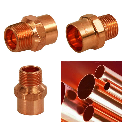 Supply Giant Male Adapter Fitting, 1/2 X 3/8, Copper, C X M Connections