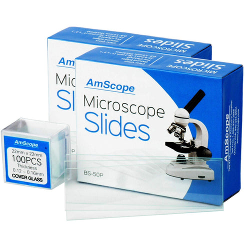 AmScope 100 Blank Microscope Slides with 100 Cover Glass