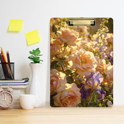 Yuiboo 9 12 Warm Tone Rose & Sunflower Bouquet Paper Clip Board Hard Board for Coaches Medical Classroom Size x