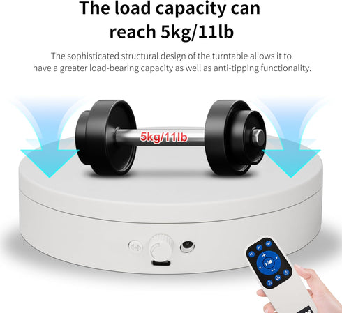 Foxvee Turntable,360 3D Scan(7.87inch/White) Remote-Controlled Motorized Silent Spinning Display Stand,Speed-Adjustable