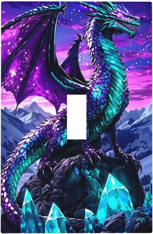 HTSAHKV Purple Dragon Wall Plate Light Switch Cover Single Gang Outlet Faceplate Print