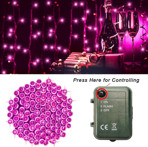 4 Pack 66.6 200 Pooqla Pink String Lights Battery Powered, Total FT LED Valentines Day String Lights Indoor Outdoor
