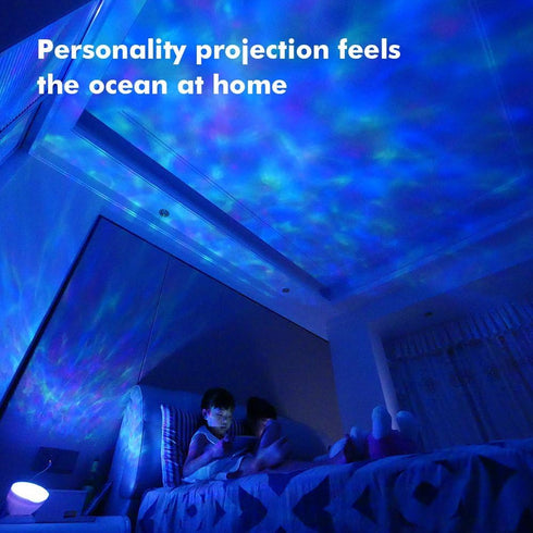 8 TOMNEW Ocean Wave Projector Sound Machine, Night Light Projector with Remote Control Timer Colors LED Lighting Modes