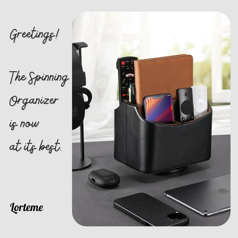 Remote Control Holder, Spinning Desk Organizer, Nightstand Bedside Caddy for TV