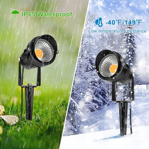 5W 3000K-3500K, 12V (4 Pack) LightingWill LED Landscape Lights, Warm White Waterproof DC COB LED Outdoor Wall Spotlight