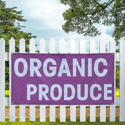 Fastasticdeals 4 Grommets 24x48Inches Vinyl Banner Multiple Sizes Organic Produce Advertising Printing A Business