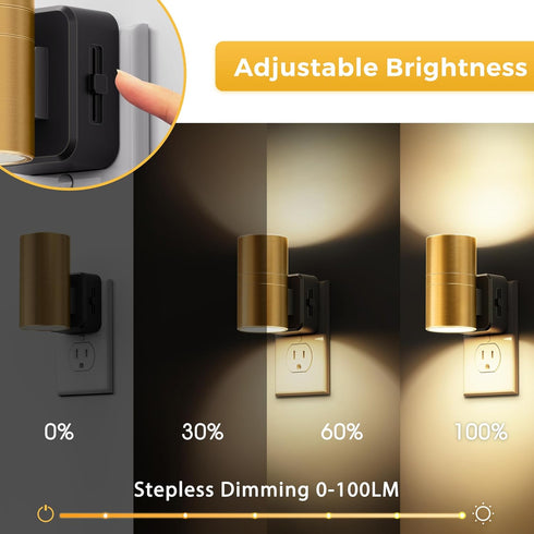 Light,Dimmable 2 Pack 3000K 0-100LM L LOHAS LED Night Night Lights Plug into Wall, Automatic Nightlight with Light