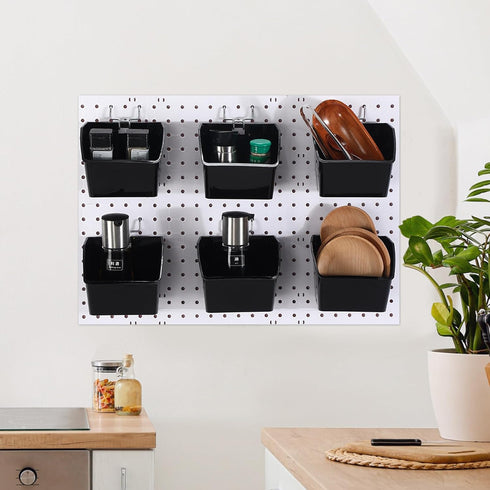 6 Pcs Pegboard Bins with Hooks, Back to School Supplies, Pegboard Organizer Accessories for Classroom Office Garage