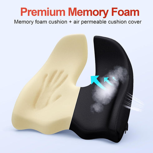 Benazcap Medium Large Memory Seat Cushion for Office Chair Ergonomic Cushions Pad Pillow for Pressure Relief Sciatica