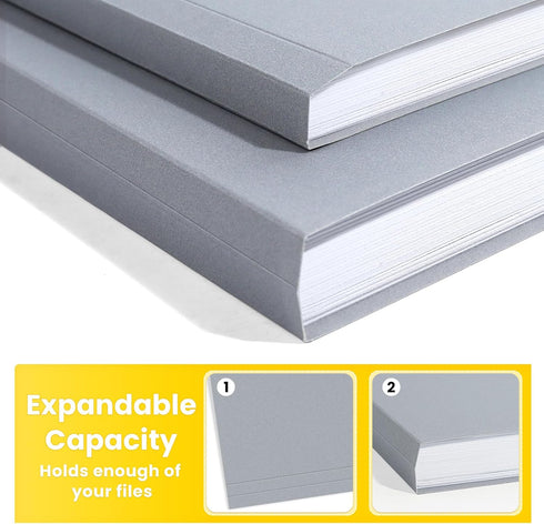 SUNEE Letter Size File Folders, 100 Pack Gray Manilla Folders 8.5 x 11 with 1/3-Cut Tabs for Office Home School