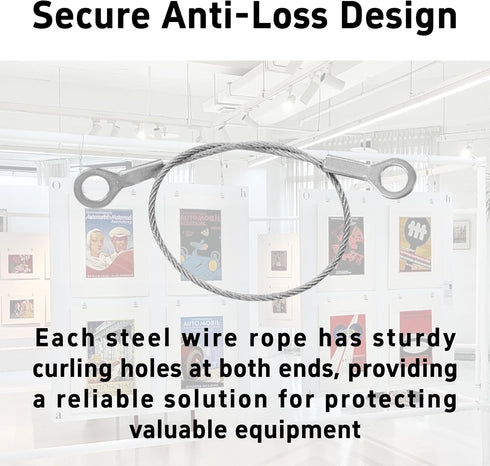 Klyeola 6Pcs 7.87" Stainless Steel Lanyard Cable, Eyelets Ended Security Wire Rope, Anti-Loss Security Cable