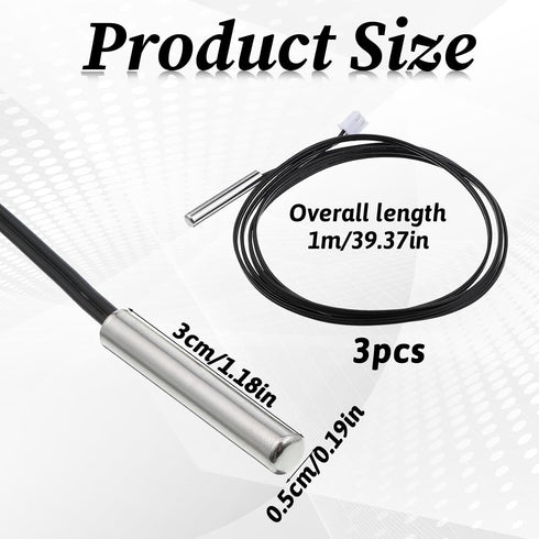 Qulkws 3 10K 1 3950 pcs Temperature Sensor Probe M Waterproof Temperature Probe Stainless Steel NTC Thermistor Sensor