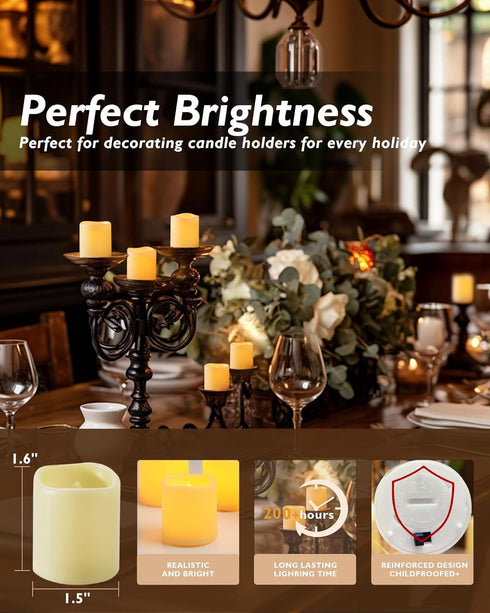 Homemory 12PCS Flickering Flameless Votive Candles, Battery Operated LED Tealight Candles for Wedding, Table (Battery