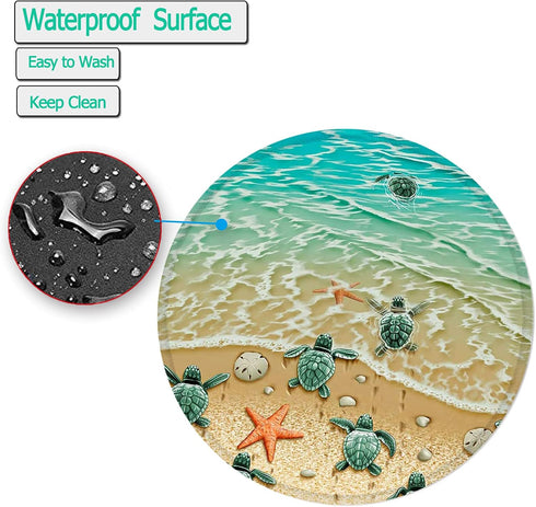 Non-Slip Rubber Base Gaming Mouse Pad, Waterproof Round Office Mouse Pad, Small Size 7.87 x 7.87 Inch, Cute Turtle