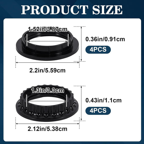 Lekgavd 8pcs E26/E27 Black Lamp Shade Adapter Ring, High Temperature Resistance Lamp Socket Rings, Threaded Reducer