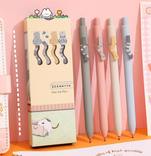 Cute Cat Tails Kawaii Pens, 0.5mm Fine Point Gel Pens, Smooth Writing Black Ink, Quick Dry Retractable Ballpoint