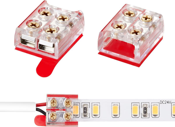 15 Pack Single Color LED Strip Light Connector, Solderless 8MM 2Pin Connector for 8mm/0.31 Width Strip Light