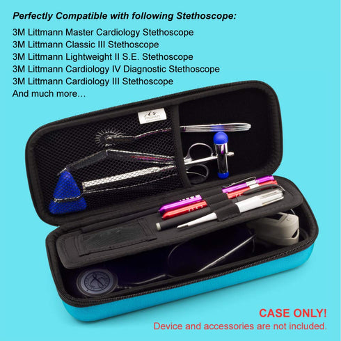 Hard Stethoscope Case, Large Carrying Case with ID Slot, Compatible with 3M Littmann/ADC/Omron/MDF Stethoscope