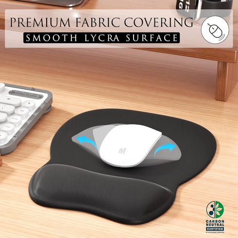 MROCO Ergonomic Mouse Pad, Black Color with Gel Wrist Rest, Comfortable Non-Slip PU Base, 9.4 x 8.1 in