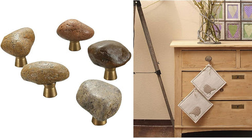 Ywmsfl 5Pcs Drawer Pull Cobblestone Dressers Knob Cupboard Handle Elegant Furniture Handle Simple Bedside Cabinet Pull