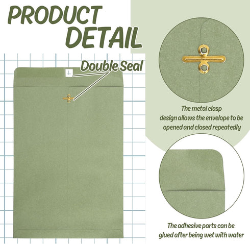 Whaline 9 x 12 Inch Clasp Envelopes, Manilla Gummed Mailing Envelopes with Clasp Closure for Office Supplies (50Pcs)