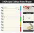 EUSOAR A5 Notebook with Dividers, 1 Pack, 5 Subject, 120 Sheets, Hardcover College Ruled Paper, 100gsm Thick