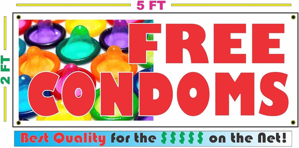 SuperSigns Free Condoms 2x5 Banner Sign