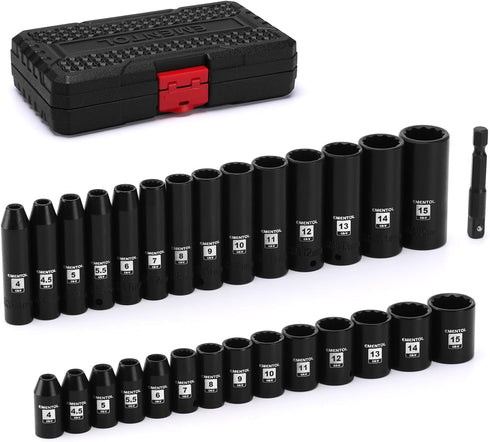 EMENTOL 1/4" Drive Impact Socket Set, 29 Pieces Deep & Shallow Socket