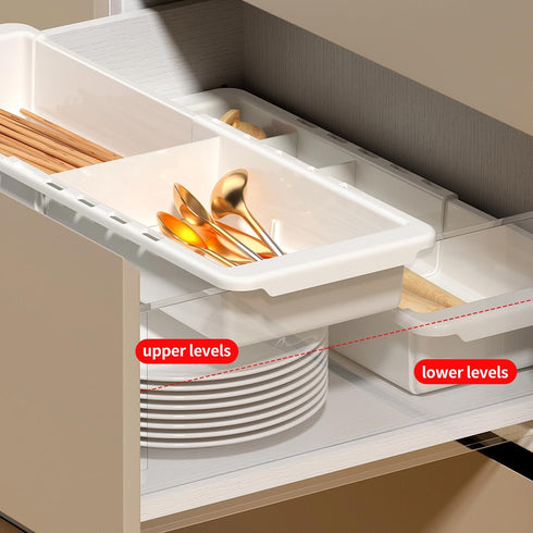 Plastic Drawers Organizer for Office, Bathroom, Kitchen - 1 Layer Expandable Storage Tray, 11.4-18.1 Inches