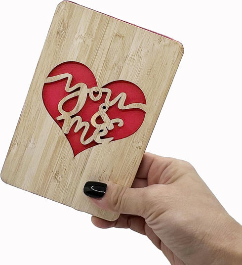 Valentines Day Card, Wooden Anniversary Christmas Cards for Wife, Husband, Memorable Gifts for Her and Him